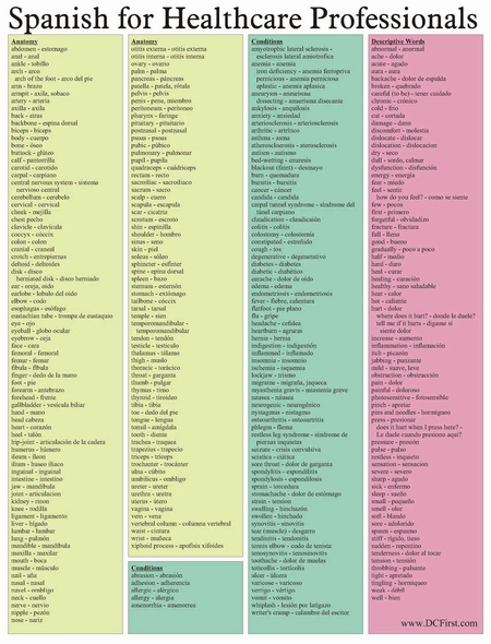 Medical Chart In Spanish